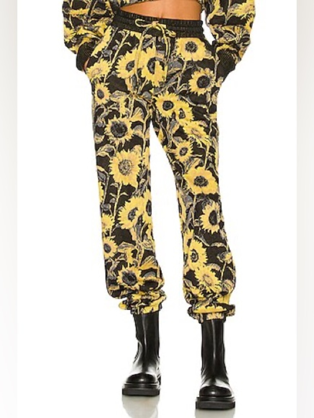 Twenty Montreal || Sunflower Hyperreality Sweatpants Floral Black Yellow Medium